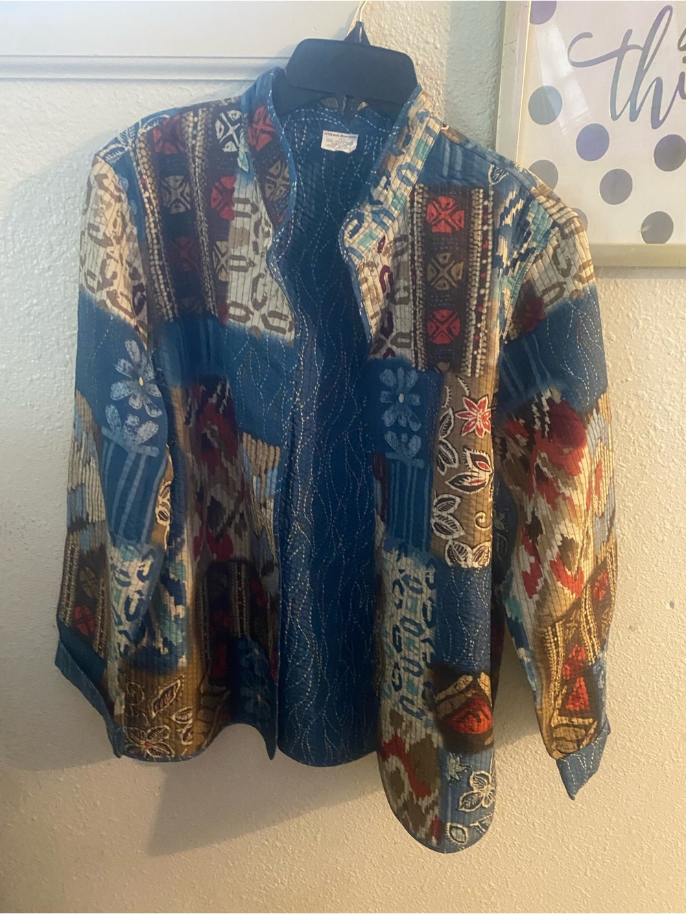 Alfred Dunner Multicolor Patchwork Open-Front Blazer Jacket